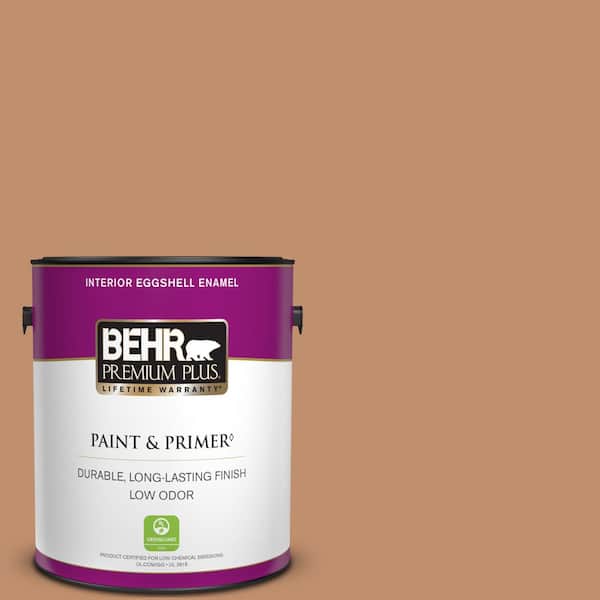BEHR PREMIUM PLUS 1 gal. #260F-5 Applesauce Cake Eggshell Enamel Low Odor Interior Paint & Primer