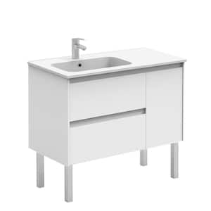 Ambra 35.6 in. W x 18.1 in. D x 32.9 in. H Bathroom Vanity Unit in Gloss White with Vanity Top and Basin in White