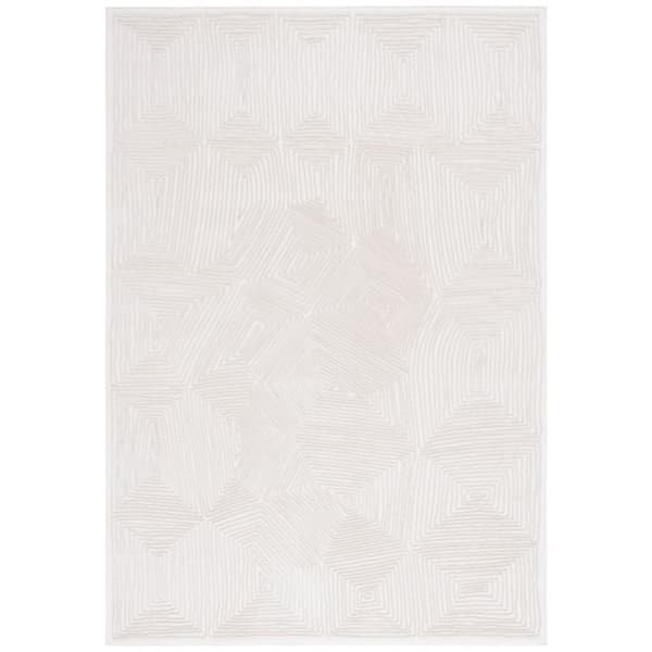 Prestige 9 ft. x 12 ft. Ivory/Beige Geometric Solid Area Rug