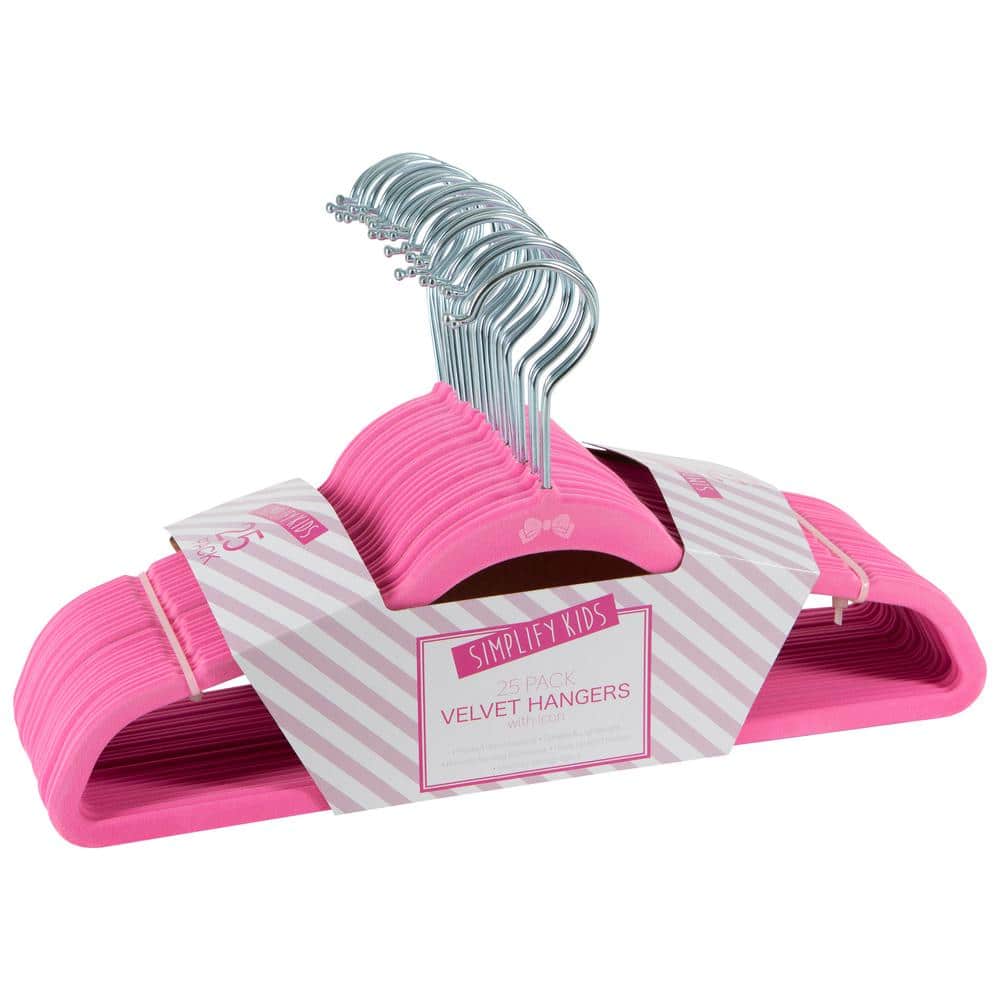 Simplify Kids 25 Pack Velvet Hangers - Pink