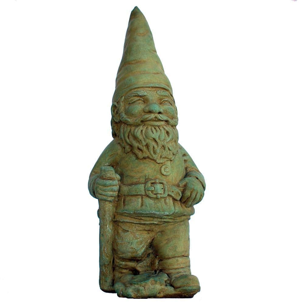 UPC 768340120726 product image for Cast Stone Hiking Gnome Garden Statue - Weathered Bronze | upcitemdb.com