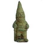 Cast Stone Hiking Gnome Garden Statue - Weathered Bronze
