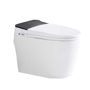 12 in. White Elongated Smart Toilet Bowl with Heated Bidet Seat, Intelligent Toilet, Foot Sensor & Auto Open Seat