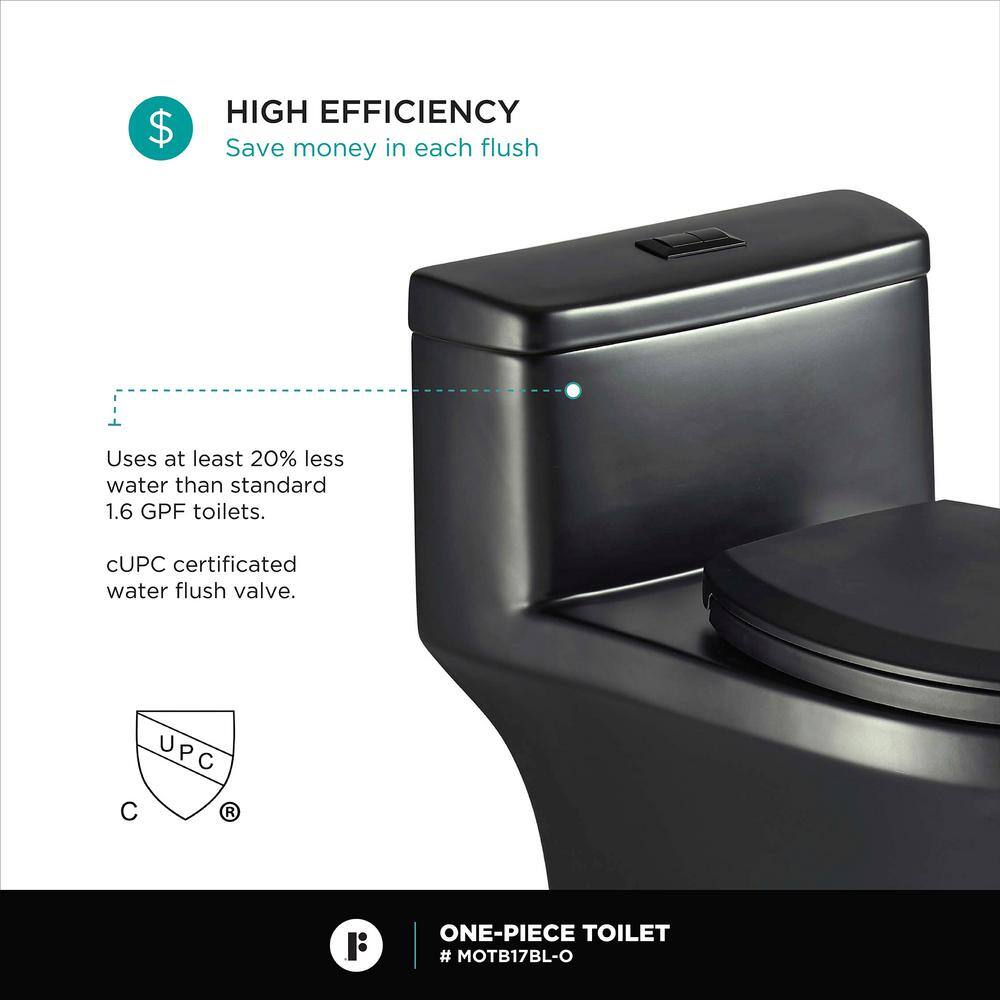 Black Matte Elongated Free Standing Dual Flush Toilet