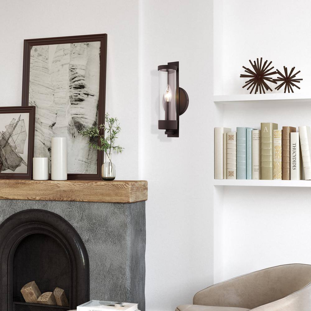 Castleton Modern Bronze Wall Sconce with Clear Glass