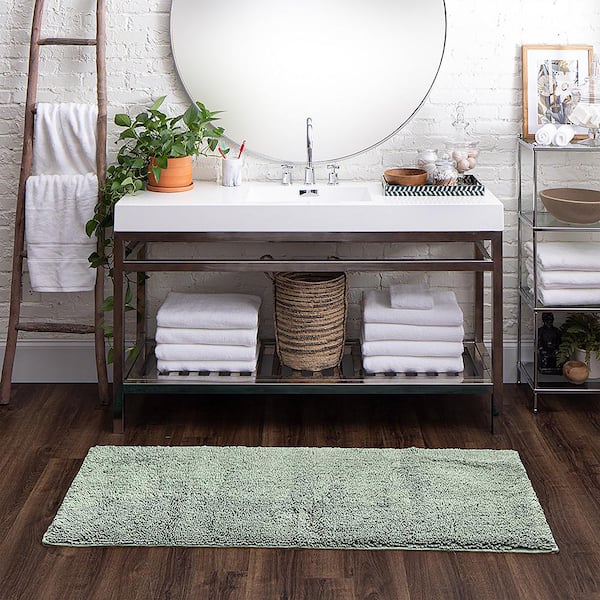 Classic Cotton ll Sea Glass 24 in. x 60 in. Cotton Bath Mat