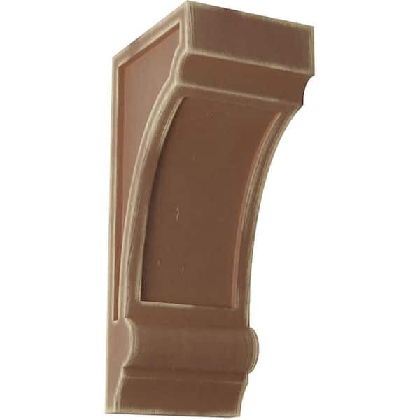 Ekena Millwork 4 in. x 10 in. x 5 in. Weathered Brown Diane Recessed Wood Vintage Decor Corbel
