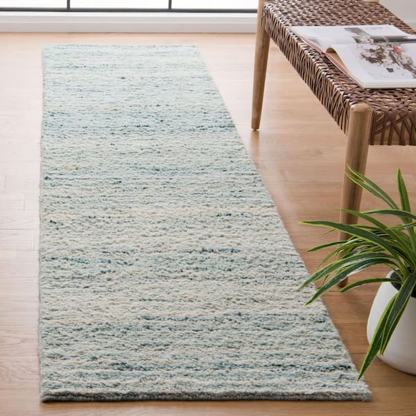 Casablanca 2 ft. x 9 ft. Turquoise/Ivory Striped Runner Rug