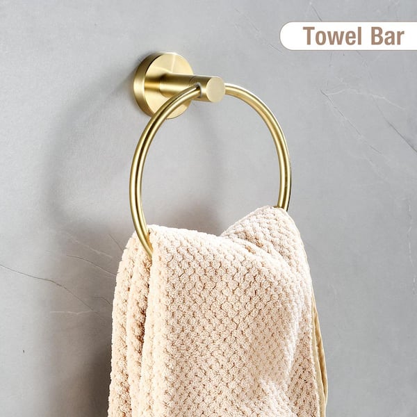 Amazon.com: Leyden Brushed Gold Hand Towel Holder, Bathroom