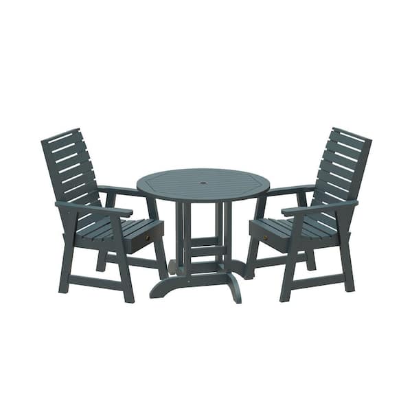 Highwood Glennville 3-Pieces Round Recycled Plastic Outdoor Dining Set