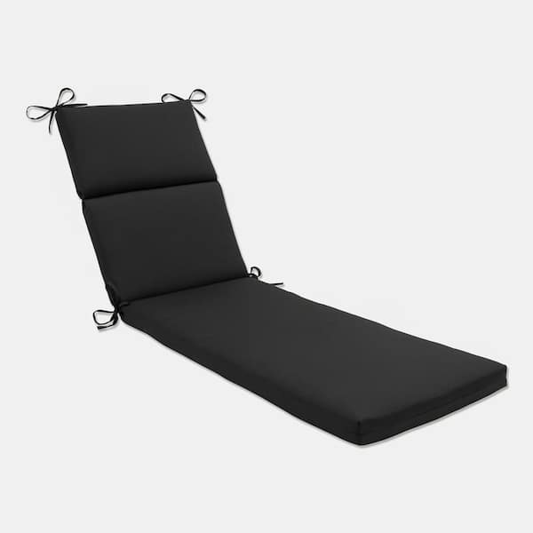 Pillow Perfect Solid 21 x 28.5 Outdoor Chaise Lounge Cushion in Black Fresco