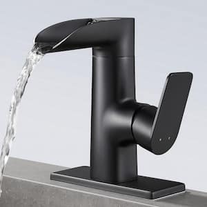Rotatable Single Handle Single Hole Bathroom Faucet in Matte Black