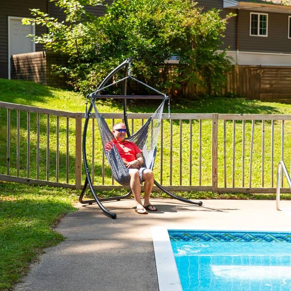 Sunnydaze 3 ft. Hanging Caribbean XL Hammock Chair in Gray