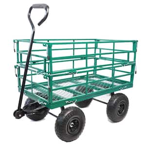 3 cu. ft. Black and Green Steel Utility Garden Cart for 550 Ib.