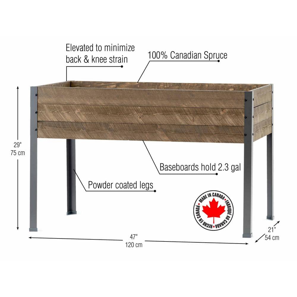 CedarCraft Elevated Spruce Planter with Steel Legs, 21" x 47" x 30"