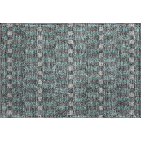 Mayfield Premium Machine Washable Abstract AMF2547 Charcoal 3 ft. x 4 ft. Area Rug