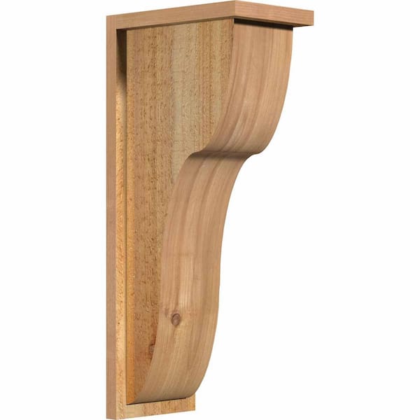Ekena Millwork 8 in. x 12 in. x 28 in. Western Red Cedar Carmel Rough Sawn Corbel with Backplate