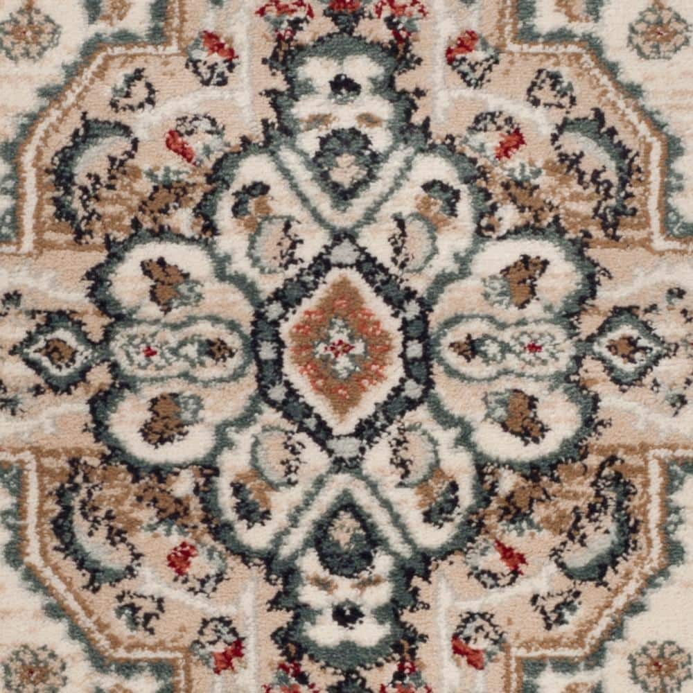 Elegant Cream Floral 4' x 6' Synthetic Easy Care Area Rug