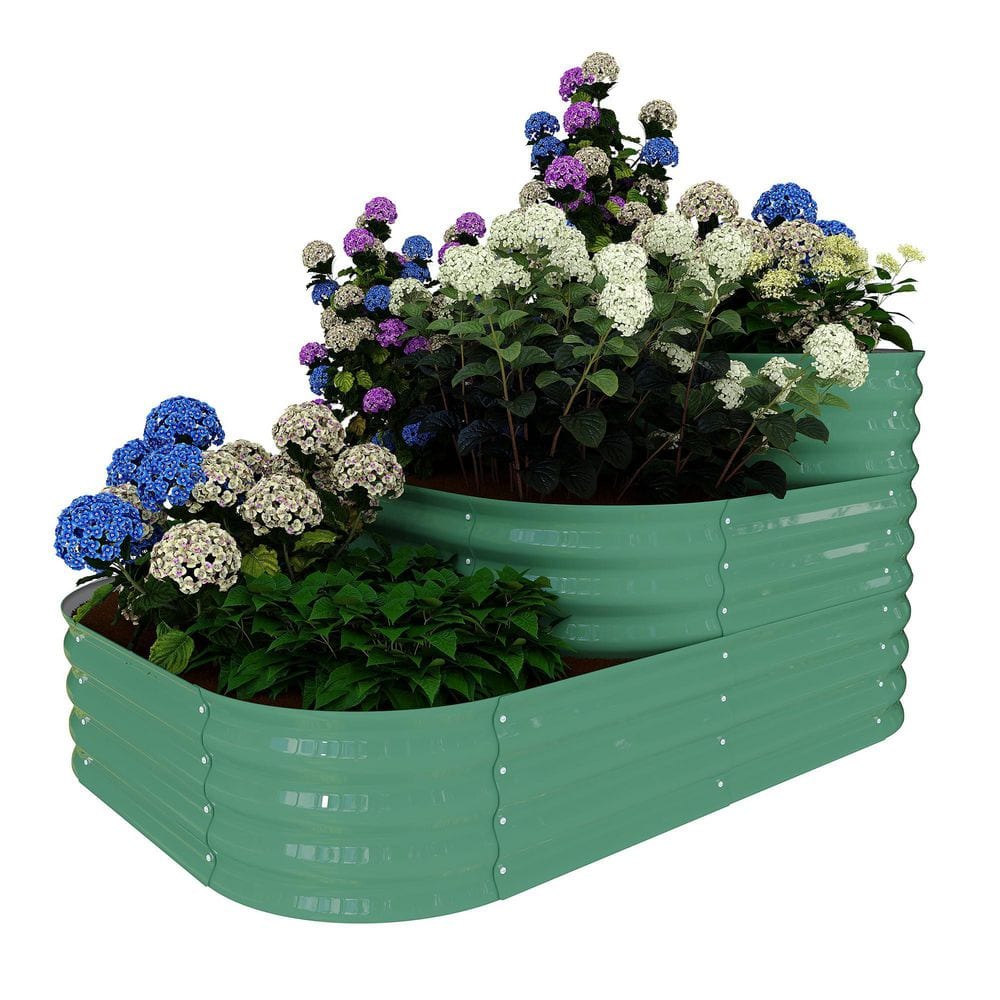 Green Galvanized Steel Raised Garden Bed, 3-in-1 Outdoor Planter Box for Vegetables, Flowers (61x42x31 In) price history on PriceWatchPro