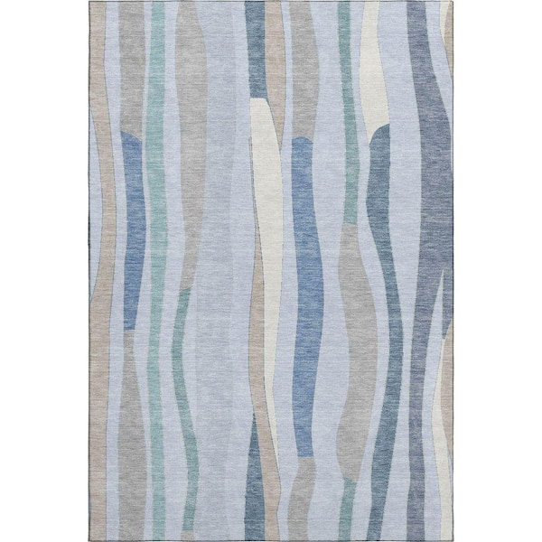 Mayfield Premium Machine Washable Abstract AMF2188 Sky 10 ft. x 14 ft. Area Rug