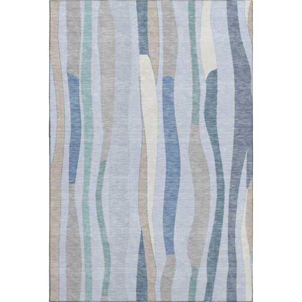 Mayfield Premium Machine Washable Abstract AMF2188 Sky 8 ft. x 10 ft. Area Rug