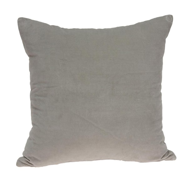 PARKLAND COLLECTION Emma Grey Solid Throw Pillow 18 in. x 18 in.