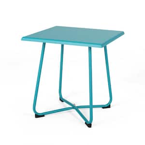 Alder Teal Square Metal Outdoor Patio Side Table