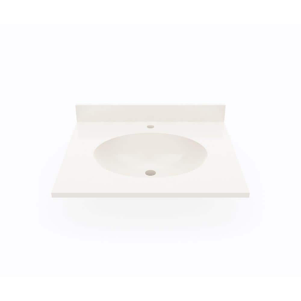 Bisque Solid Surface 25'' Single Bathroom Vanity Top with Sink