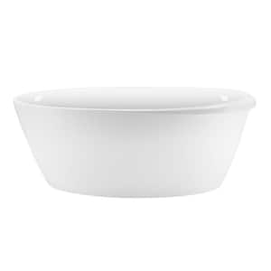 Acrylic 59 in. x 28.7 in. Free Standing Tub Adjustable Oval Freestanding Soaking Bathtub in White with Center Drain