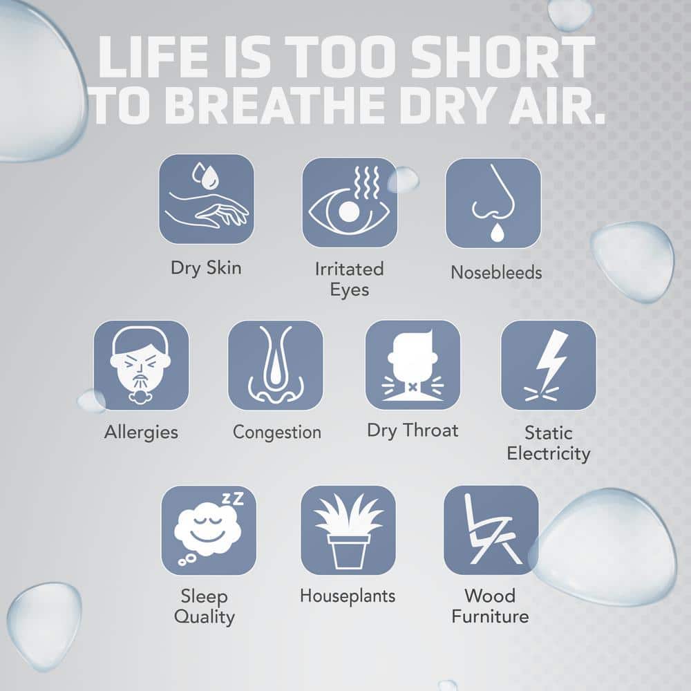 Compact Blue and White Ultrasonic Cool Mist Humidifier with Automatic Shutoff