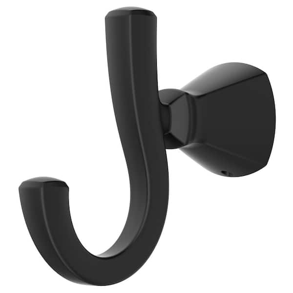Edgemere Wall Mounted J-Hook Double Robe/Towel Hook in Matte Black