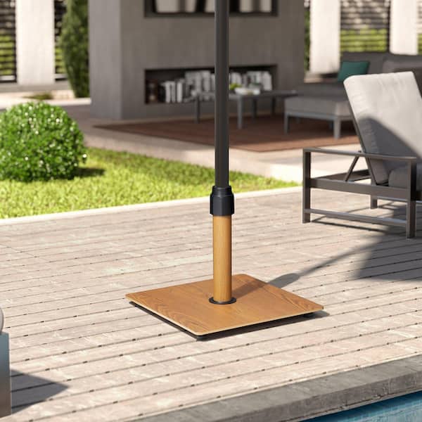 30 lbs. Square Market Patio Umbrella Base in Teak Pattern Heavy Duty Umbrella Stand fits 1.4 - 1.9 in. Umbrella Poles