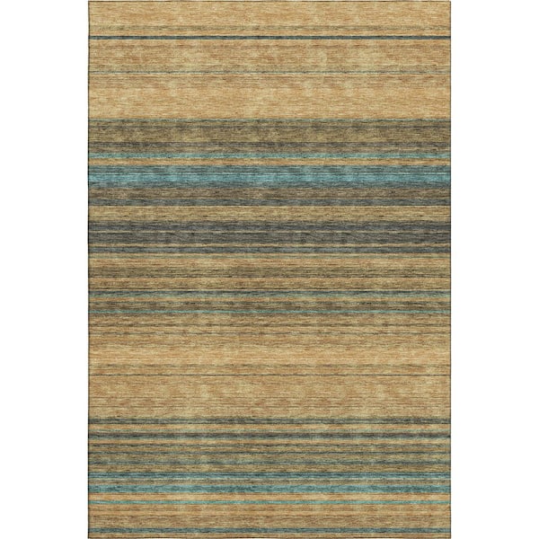 Mayfield Premium Machine Washable Abstract AMF979 Wheat 8 ft. x 10 ft. Area Rug