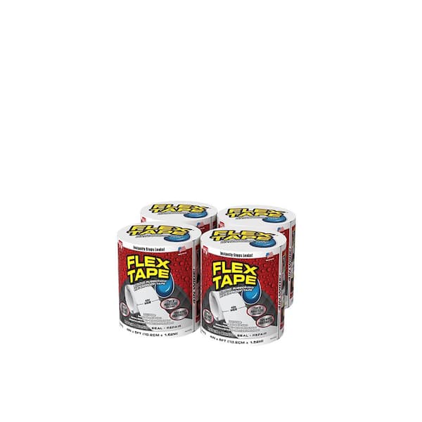 FLEX SEAL FAMILY OF PRODUCTS Flex Tape White 4 in. x 5 ft. Strong Rubberized Waterproof Tape (4-Pack)