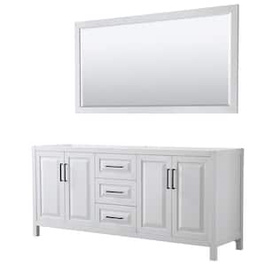 Daria 78.75 in. W x 21.5 in. D x 35 in. H Double Bath Vanity Cabinet without Top in White with 70 in. Mirror