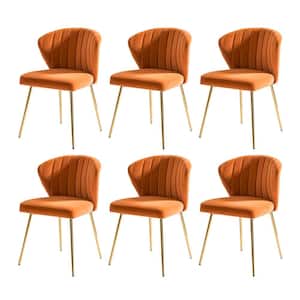 Olinto Orange Side Chair with Metal Legs Set of 6
