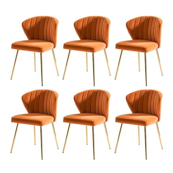 JAYDEN CREATION Olinto Orange Side Chair with Metal Legs Set of 6