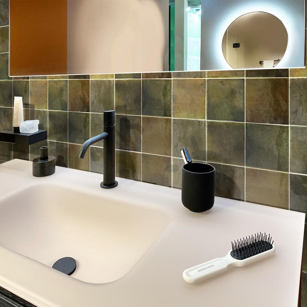 Olive Green Glossy Ceramic 4x4 Square Tile