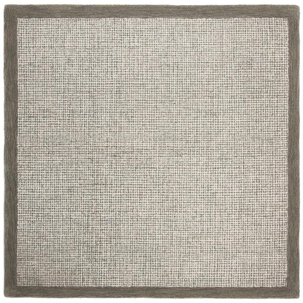 Ivory Abstract Tufted Wool Square Rug 6'x6'