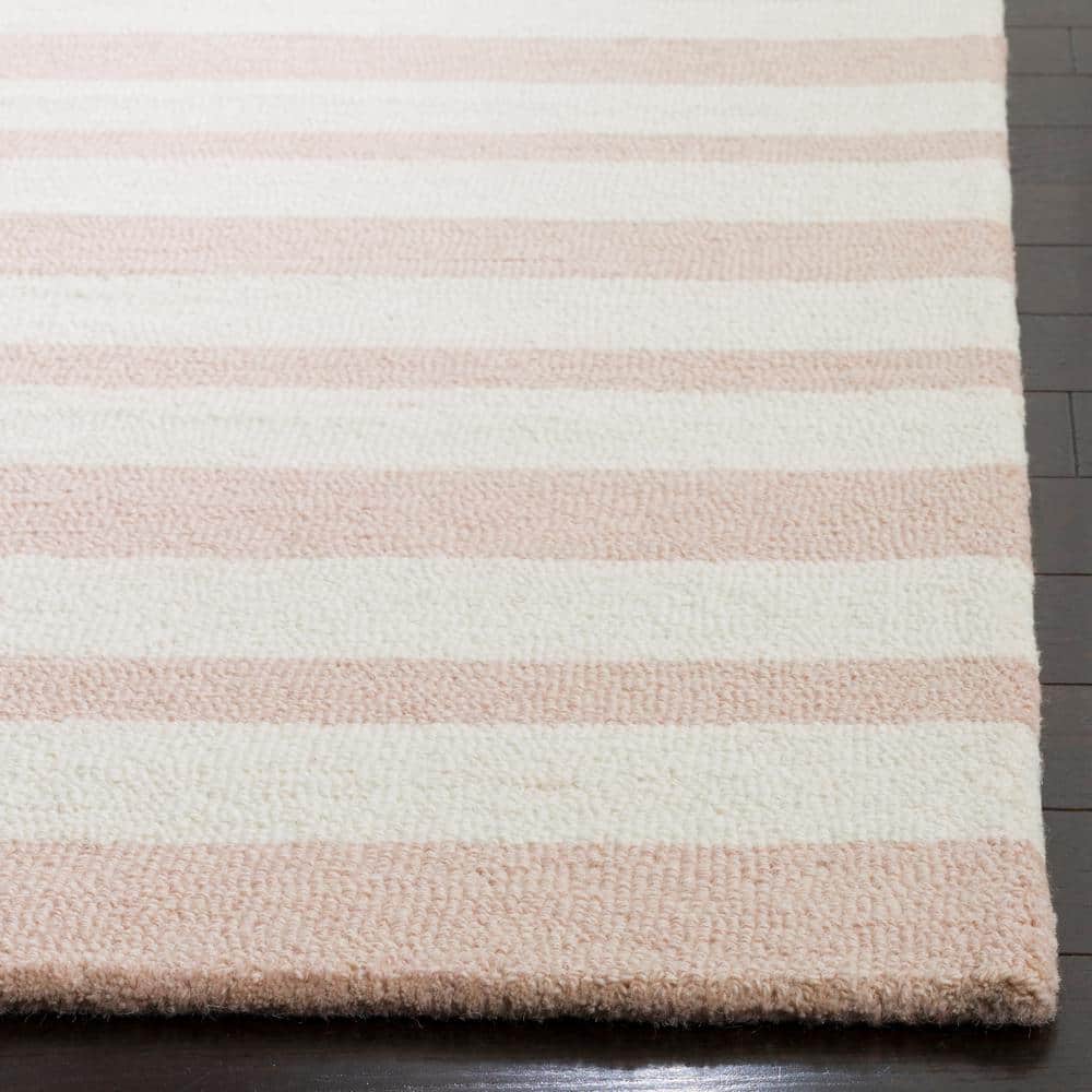 Ivory Stripe Hand-Tufted Wool Kids Area Rug, 6' x 9'