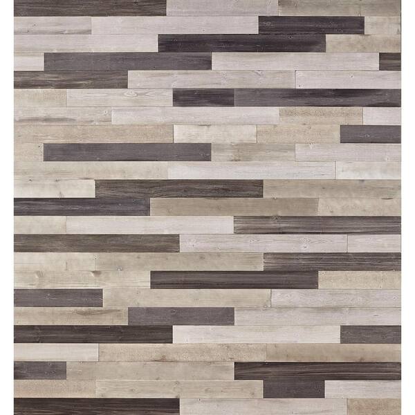 Nuvelle DecoWall Gray 1/4 in. T x 5 in. W x Varying Length Peel & Stick Solid Hardwood Flooring Wall Plank (13 sq. ft. / case)
