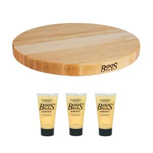 18 in. x 18 in. Round Maple Wood Edge Grain Cutting Board with Moisturizing Cream (3-Pack)