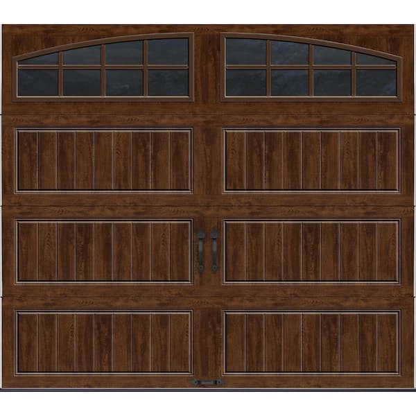 Clopay Gallery Collection 8 ft. x 7 ft. 18.4 R-Value Intellicore Insulated Ultra-Grain Walnut Garage Door with Arch Window