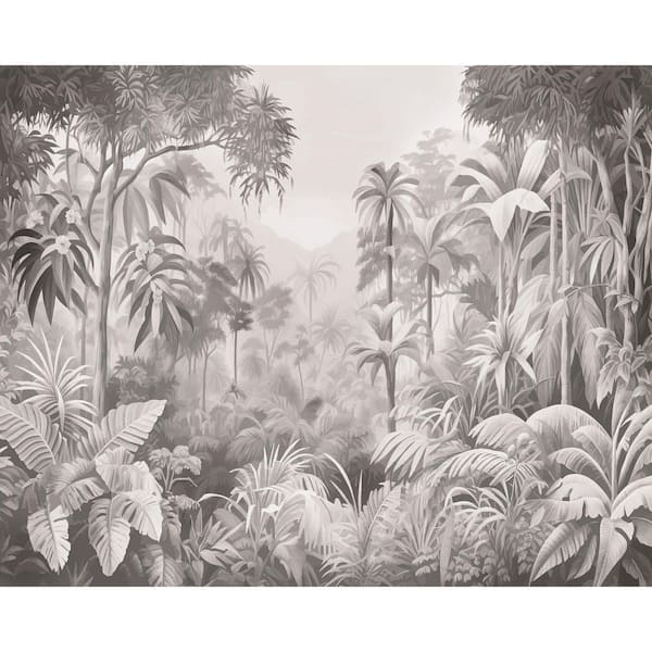 19.7 in. x 0.025 in. Grey Woods and Forests Origin Murals Jungle Trees Black Wall Mural