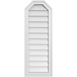 14 in. x 38 in. Octagonal Top Surface Mount PVC Gable Vent: Decorative with Brickmould Frame