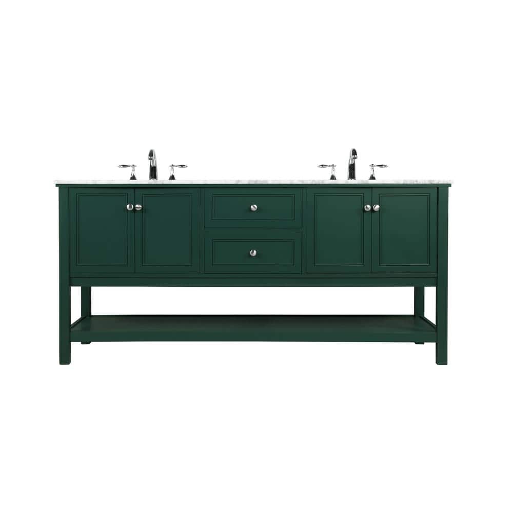 Simply Living 72 in. W x 22 in. D x 34 in. H Bath Vanity in Green with Carr