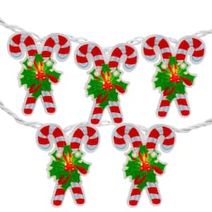 10-Count Candy Cane Christmas Light Set - 6 ft. White Wire