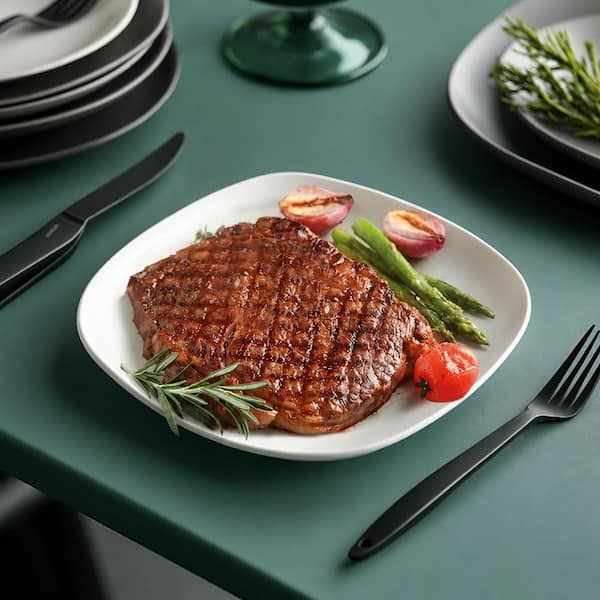 Square Porcelain Dinner Plates Set of 6, 7.5 in., White Dessert