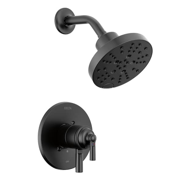 Delta Saylor 1-Handle Wall Mount Shower Faucet Trim Kit in Matte Black (Valve Not Included)