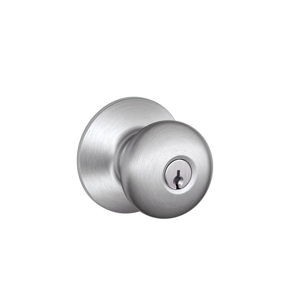 Schlage Plymouth Satin Chrome Keyed Entry Door Knob F51A PLY